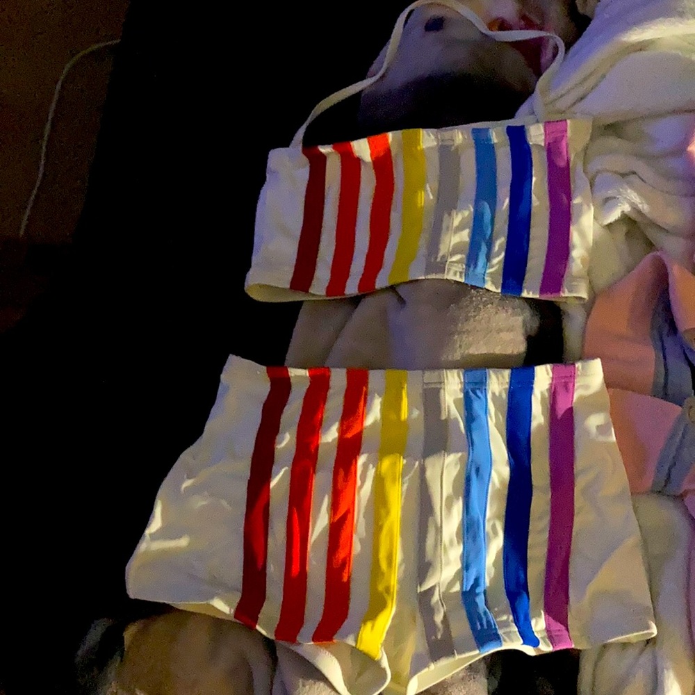 RARE Burberry multicolored stripe bikini